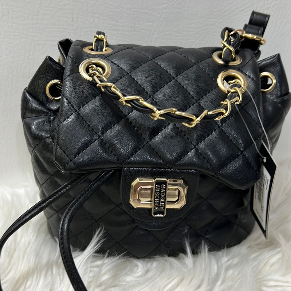 Micro Mini Quilted Backpack in Black